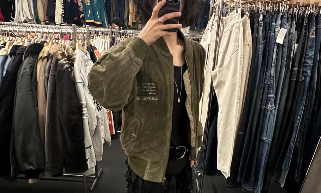 OS)로트레아몽 빈티지 스웨이드 MA-1 블루종 자켓 상품이미지1