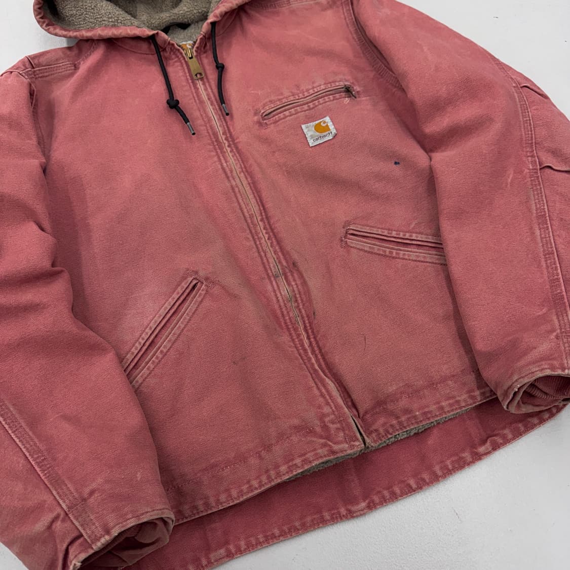 칼하트 OG W141 VRS 살몬 핑크 덕액티브 후드 워크자켓 J130 상품이미지5