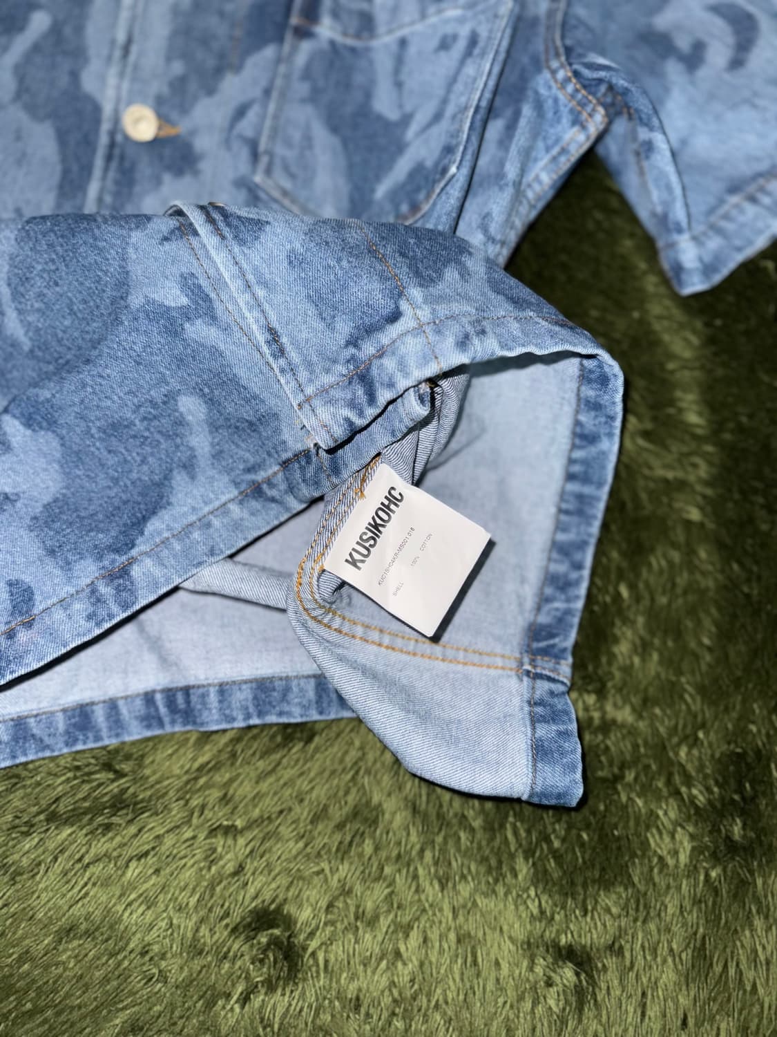 [M] KUSIKOHC 쿠시코크 플레임 그래픽 데님 하프 셔츠 상품이미지6