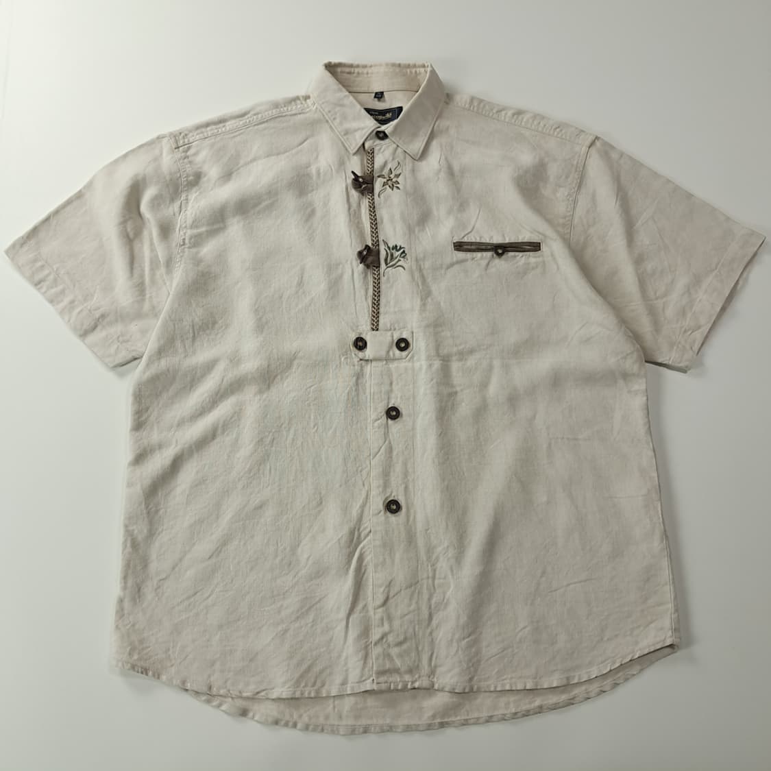 CK362 XL 시그네 90s 린넨 독일 트라흐텐 알펜 반팔 셔츠 남방 상품이미지1