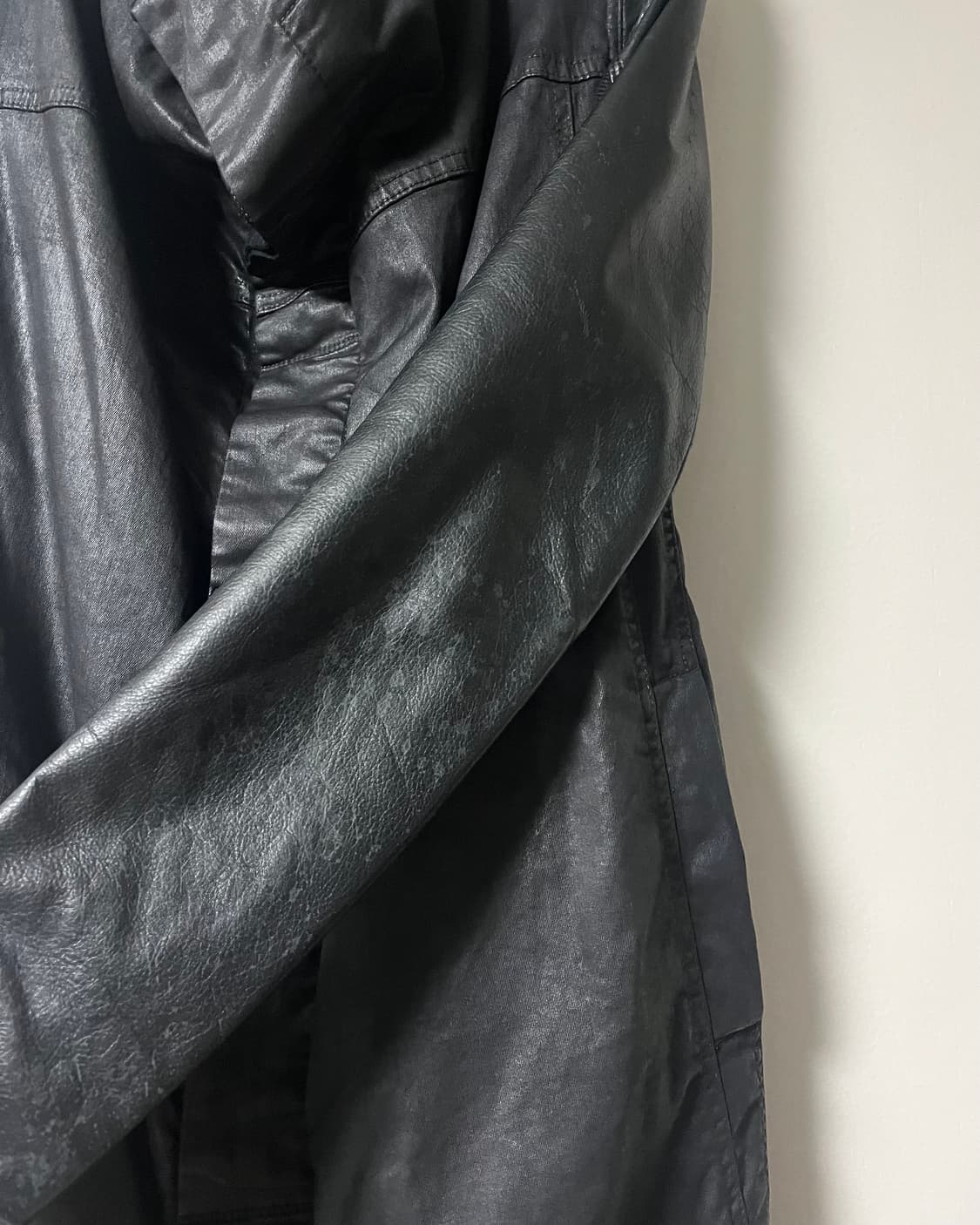 Rick Owens black waxed leather jacket 상품이미지6
