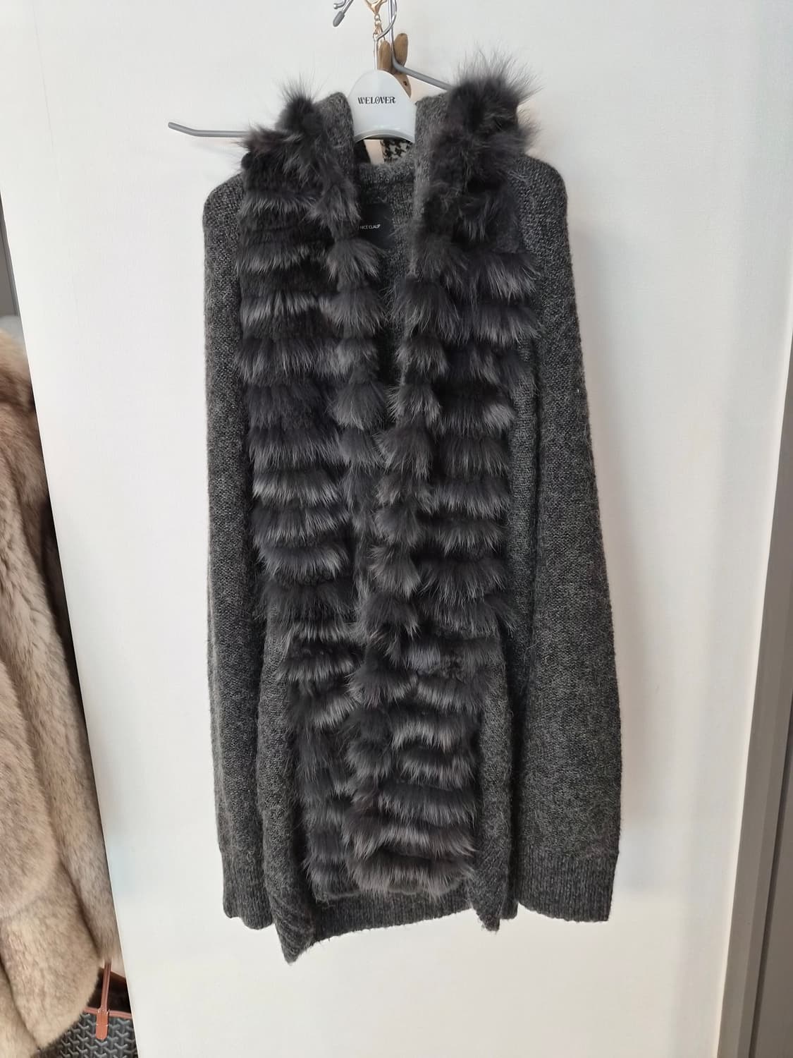 ADD by NICE CLAUP 리얼 폭스&래빗 퍼 후드 롱 가디건 상품이미지1