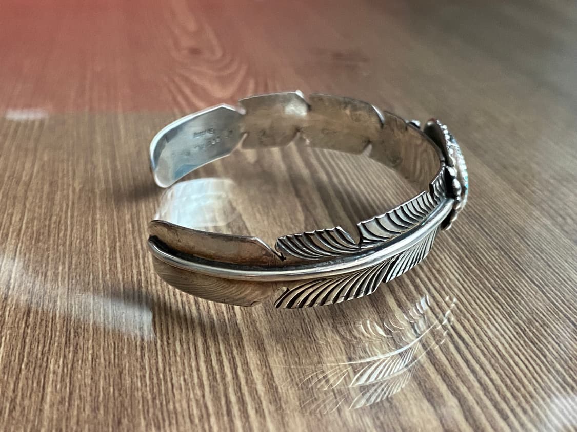 마이크 토마스 주니어의 인디언주얼리 나바호 뱅글 은 팔찌 판매합니다. 상품이미지5