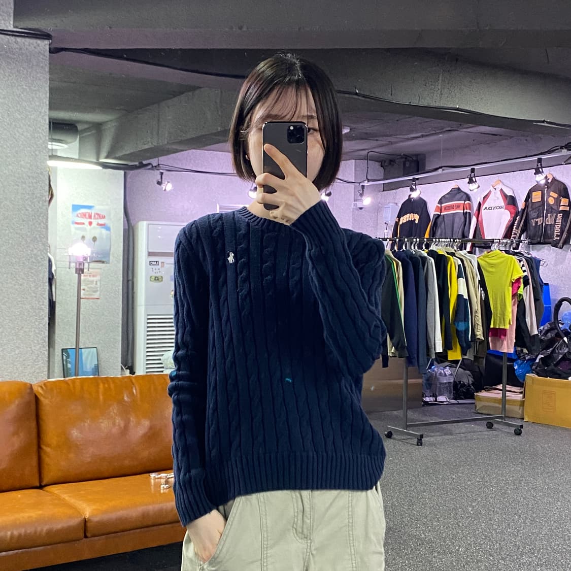 폴로 랄프로렌 네이비 꽈배기 니트 B4645 상품이미지1