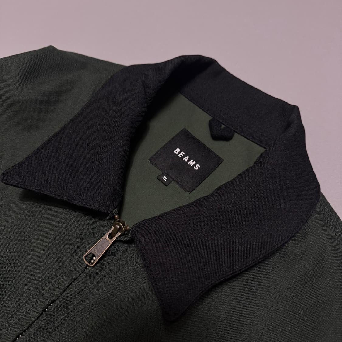 빔즈(BEAMS) 20fw 다크그린 배색 칼라넥 워크 이지 블루종 자켓 상품이미지3