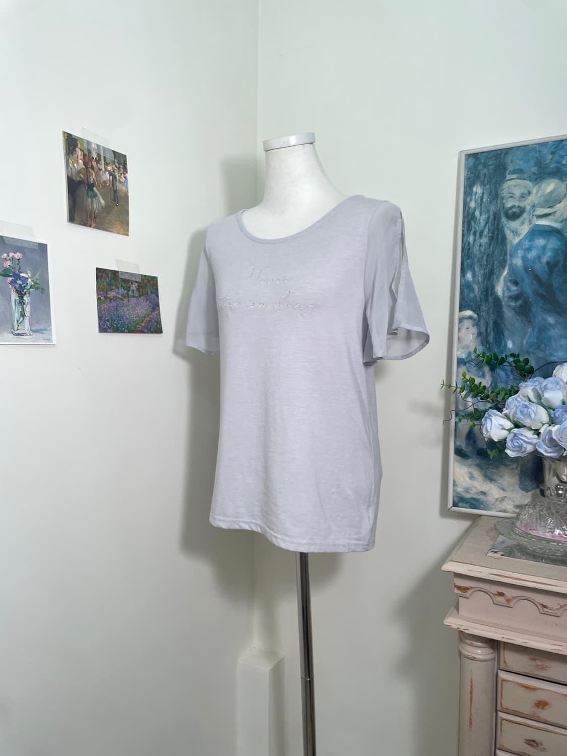 CECIL MCBEE bluegray lettering slit slee 상품이미지2