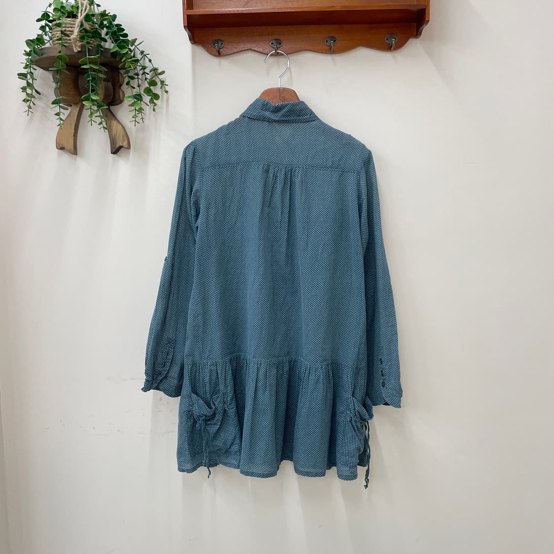 도트 패턴 포켓 롱 셔츠 상품이미지2