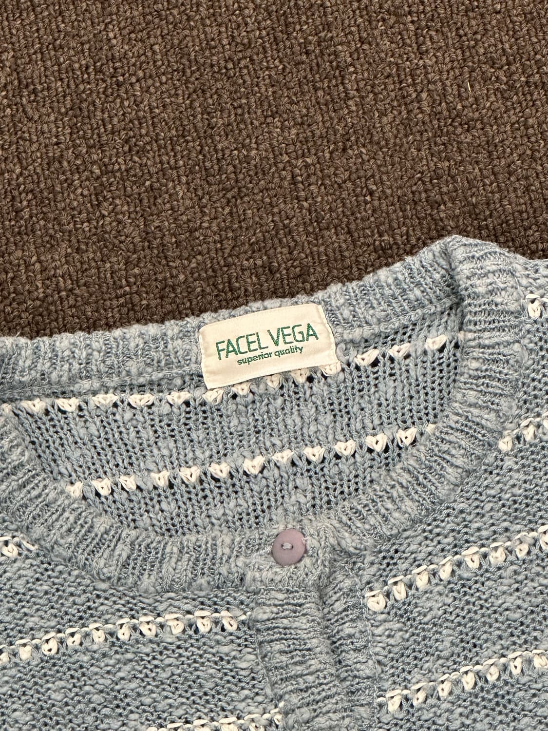 OS)Japanese vintage 라이트 블루 스트라이프 니트 가디건 상품이미지3