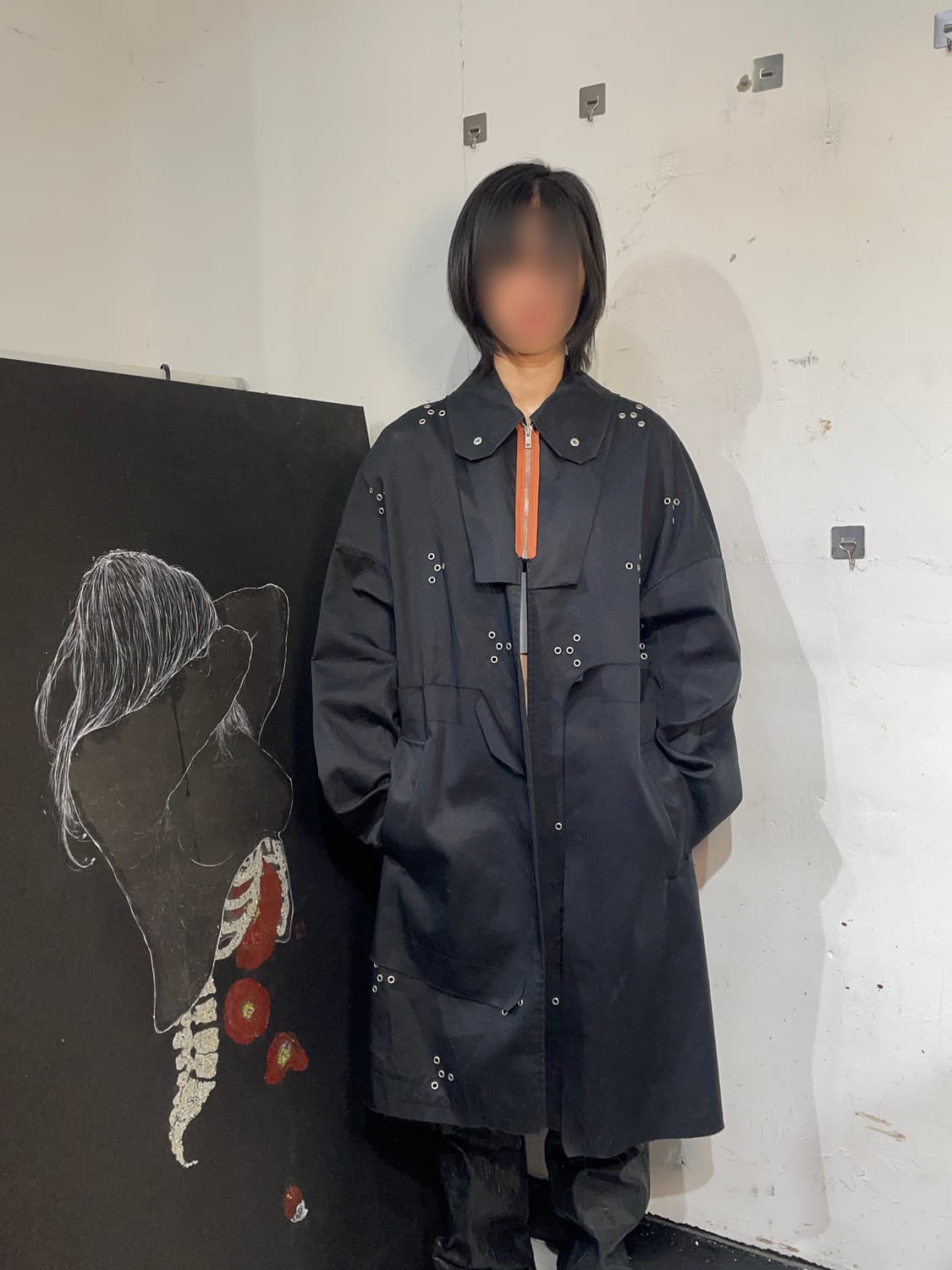 16ss 라프시몬스 아일렛 블랙 데미지 롱코트 46 상품이미지5