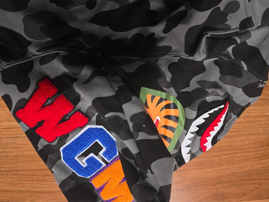 베이프 샤크 후드집업 그레이 카모 L사이즈 상품이미지6