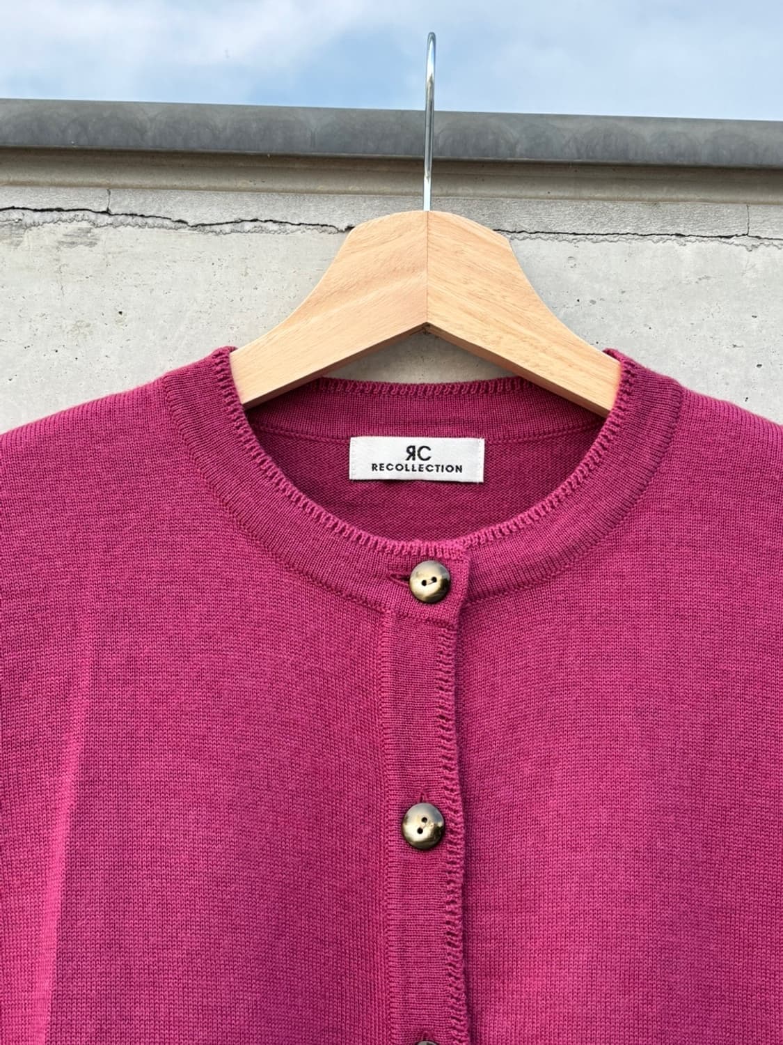 Dark Pink Round Neck Cardigan 상품이미지5
