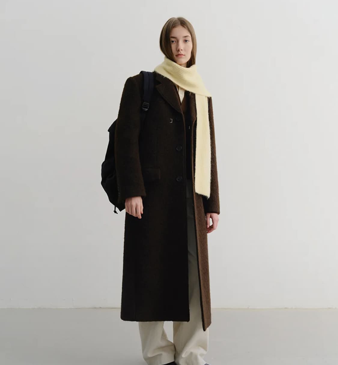 던스트 투웨이 쓰리버튼 부클 울 코트 다크브라운 S 상품이미지1