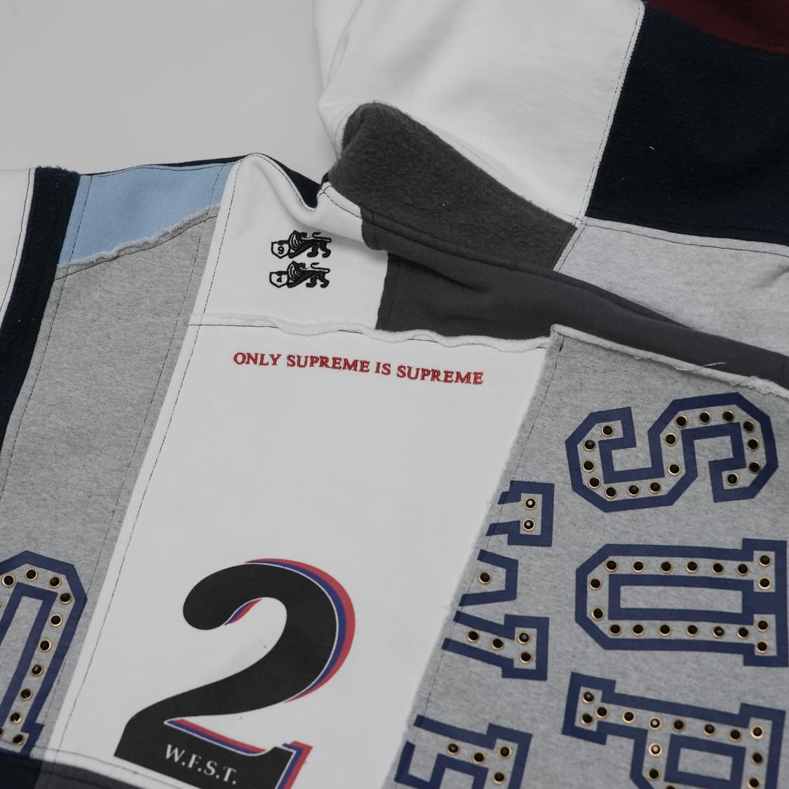 [L] 슈프림 패치워크 집업 후드 스웨트셔츠 네이비 상품이미지6