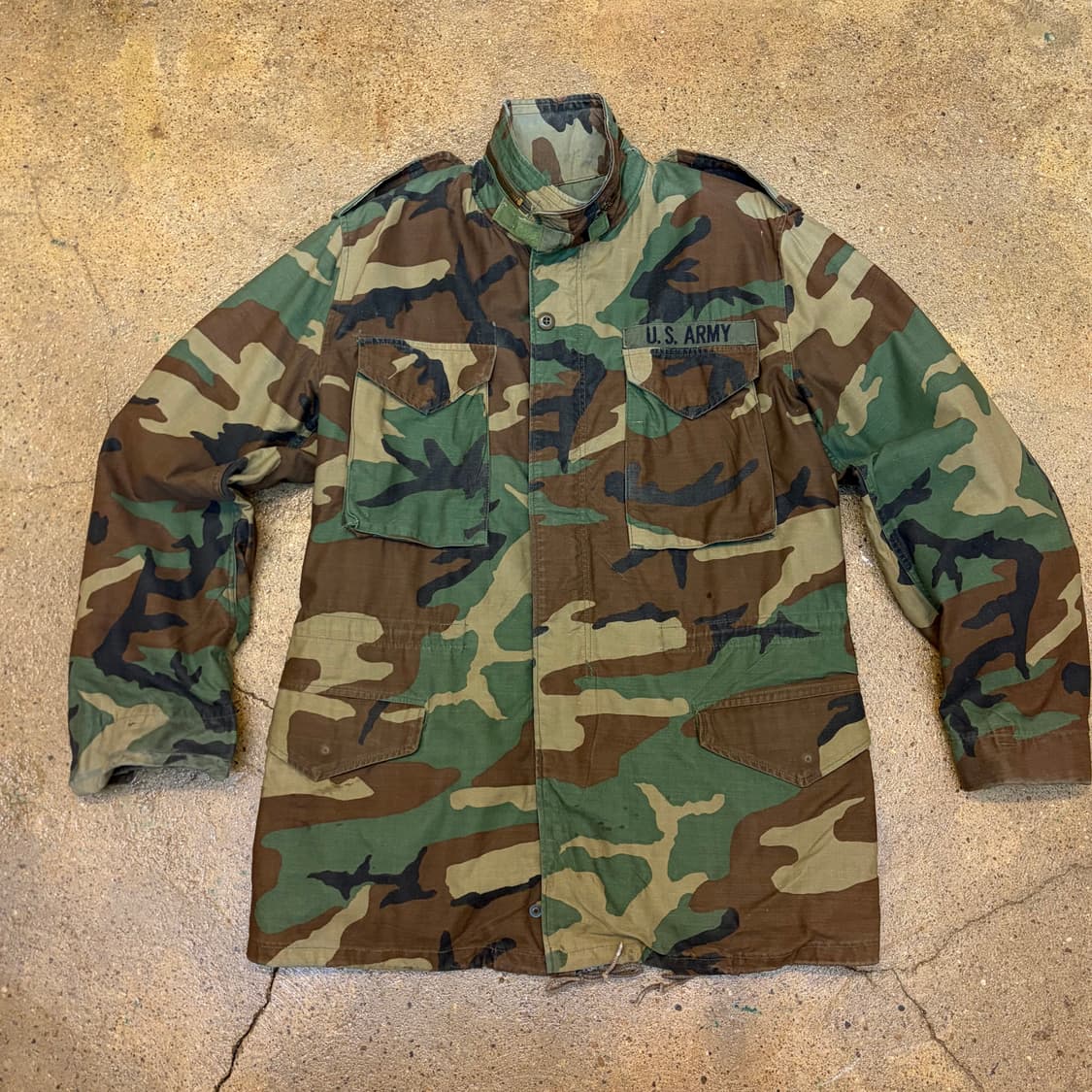 90s USA 미군 밀리터리 우드랜드 카모 M65 필드자켓 야 상품이미지1