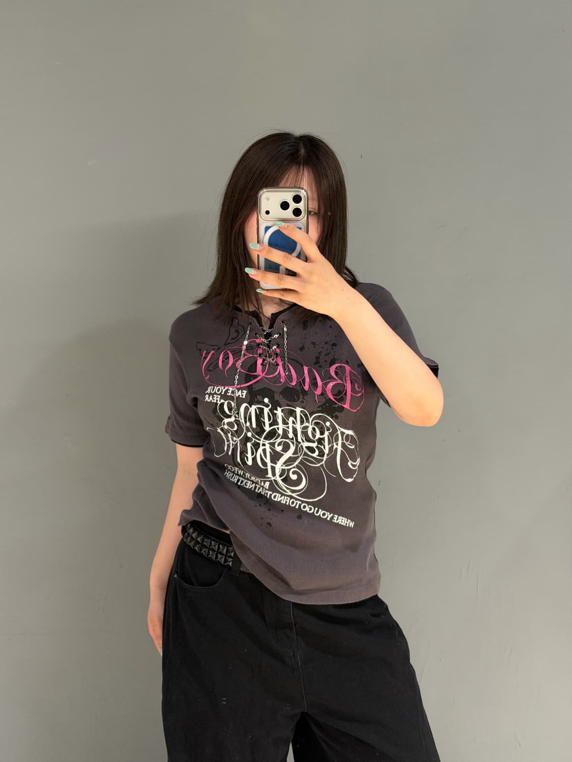 Bad boy layered collar chain point top 상품이미지2