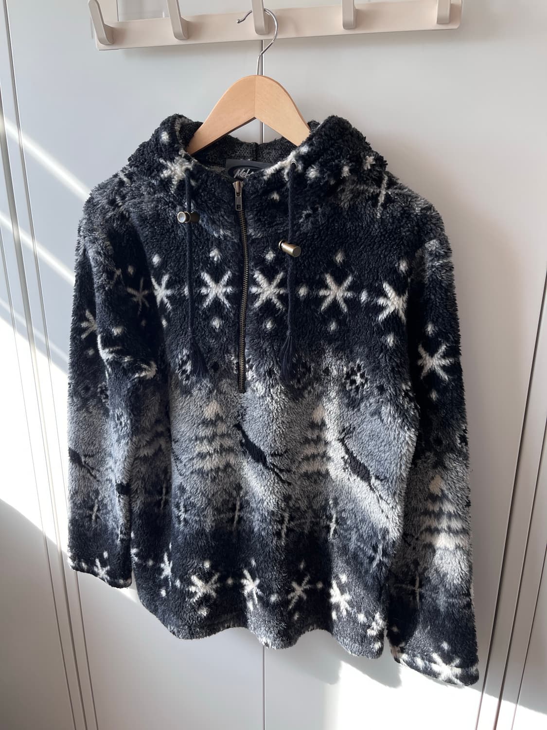 빈티지 겨울밤 풍경 눈꽃 후리스 집업  상품이미지3