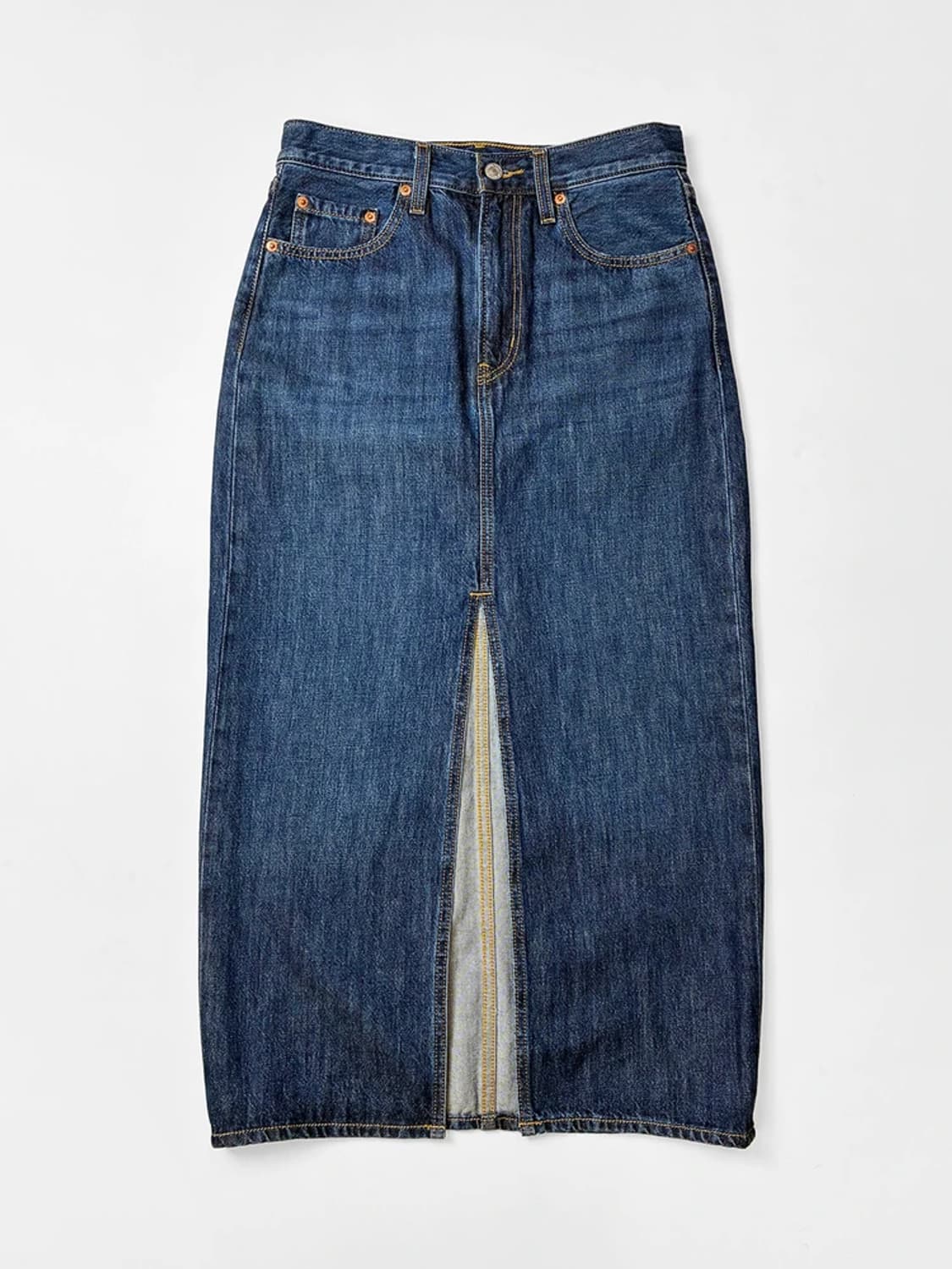 리바이스 프리미엄 중청 워싱 빅 E탭 데님 롱 스커트 PN5355 상품이미지1