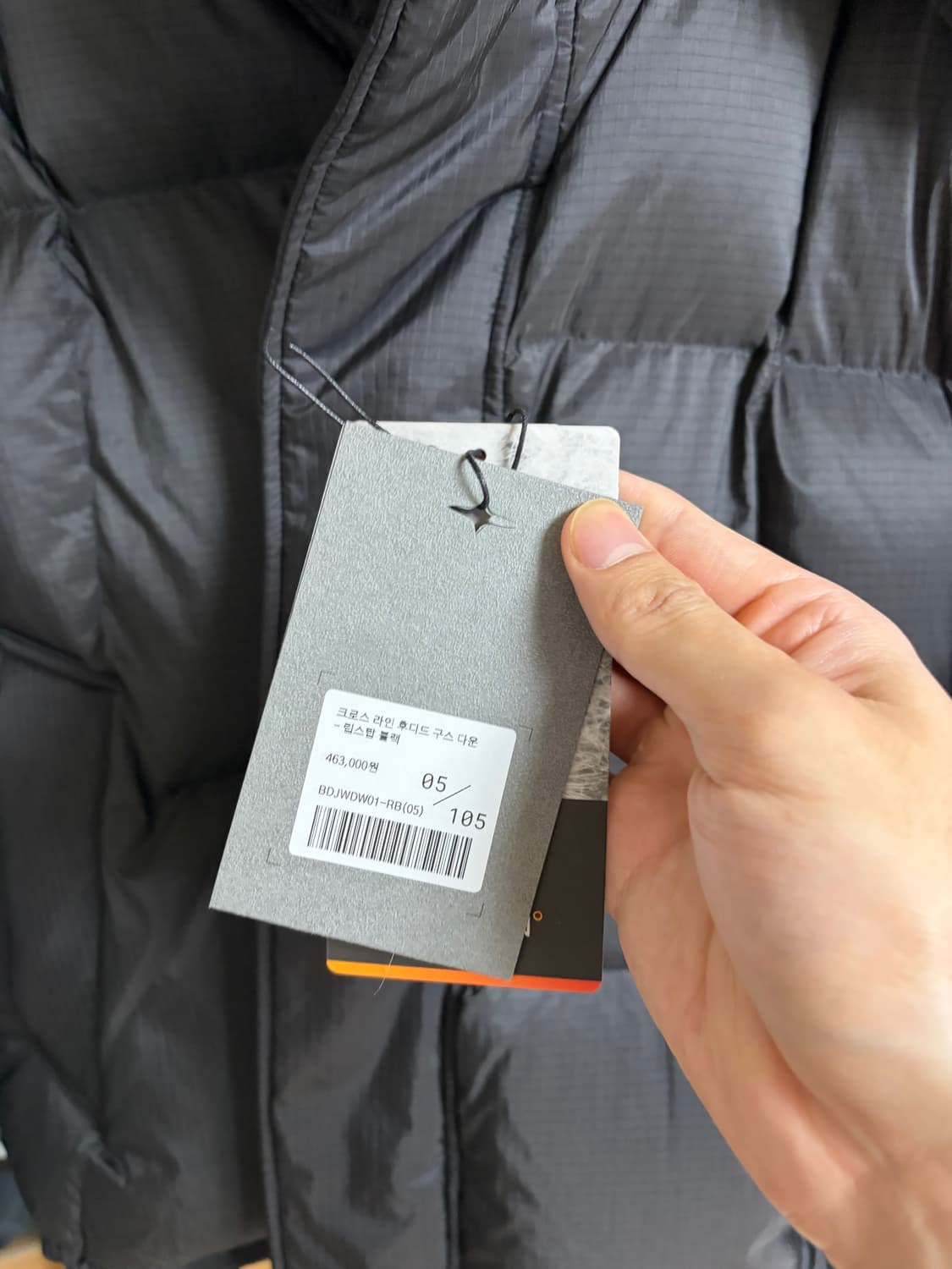 XL)벨리에 크로스라인 구스다운 립스탑 블랙 상품이미지2