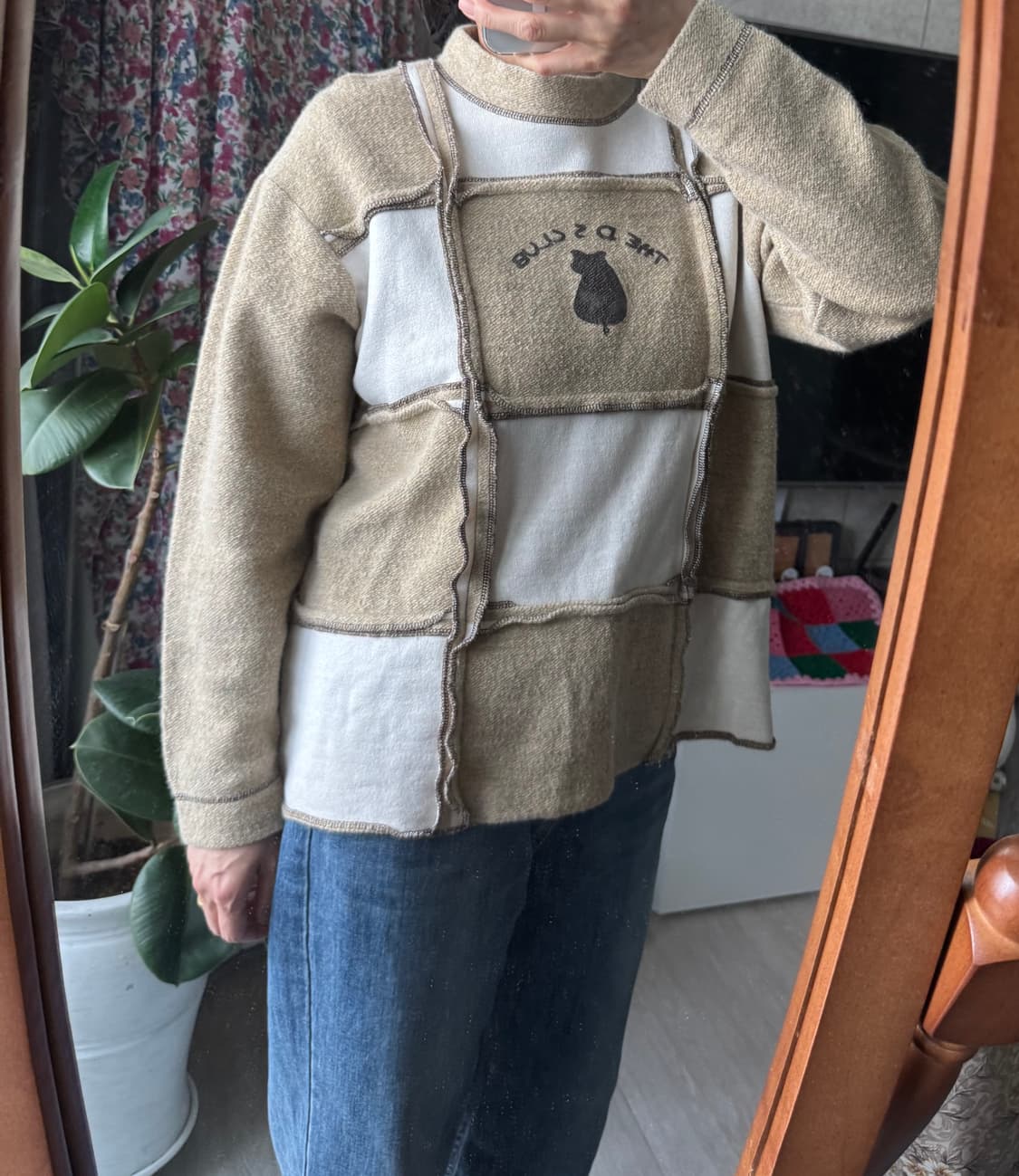 빈티지 패치워크 고양이 프린트 티셔츠 넘 귀여워요 상품이미지6