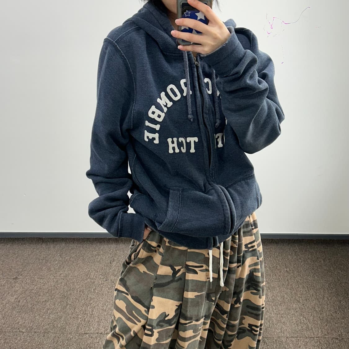 Abercrombie 아베크롬비 스펠아웃로고 네이비 후드집업 상품이미지2