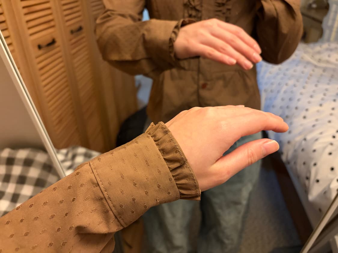 브라운 러플 셔츠 프릴 블라우스 상품이미지2