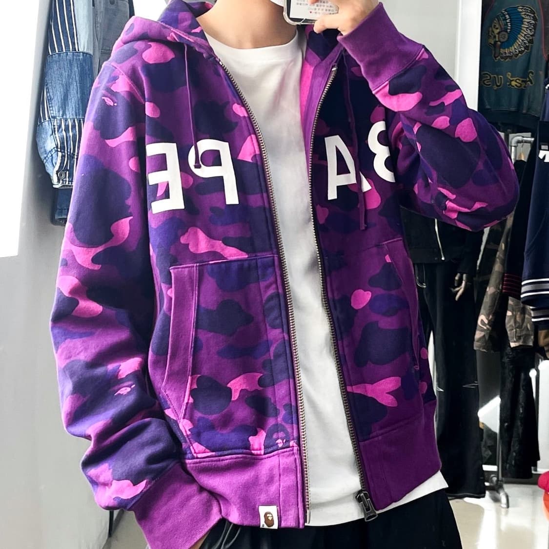 베이프 컬러 퍼플 카모 후드집업 상품이미지2