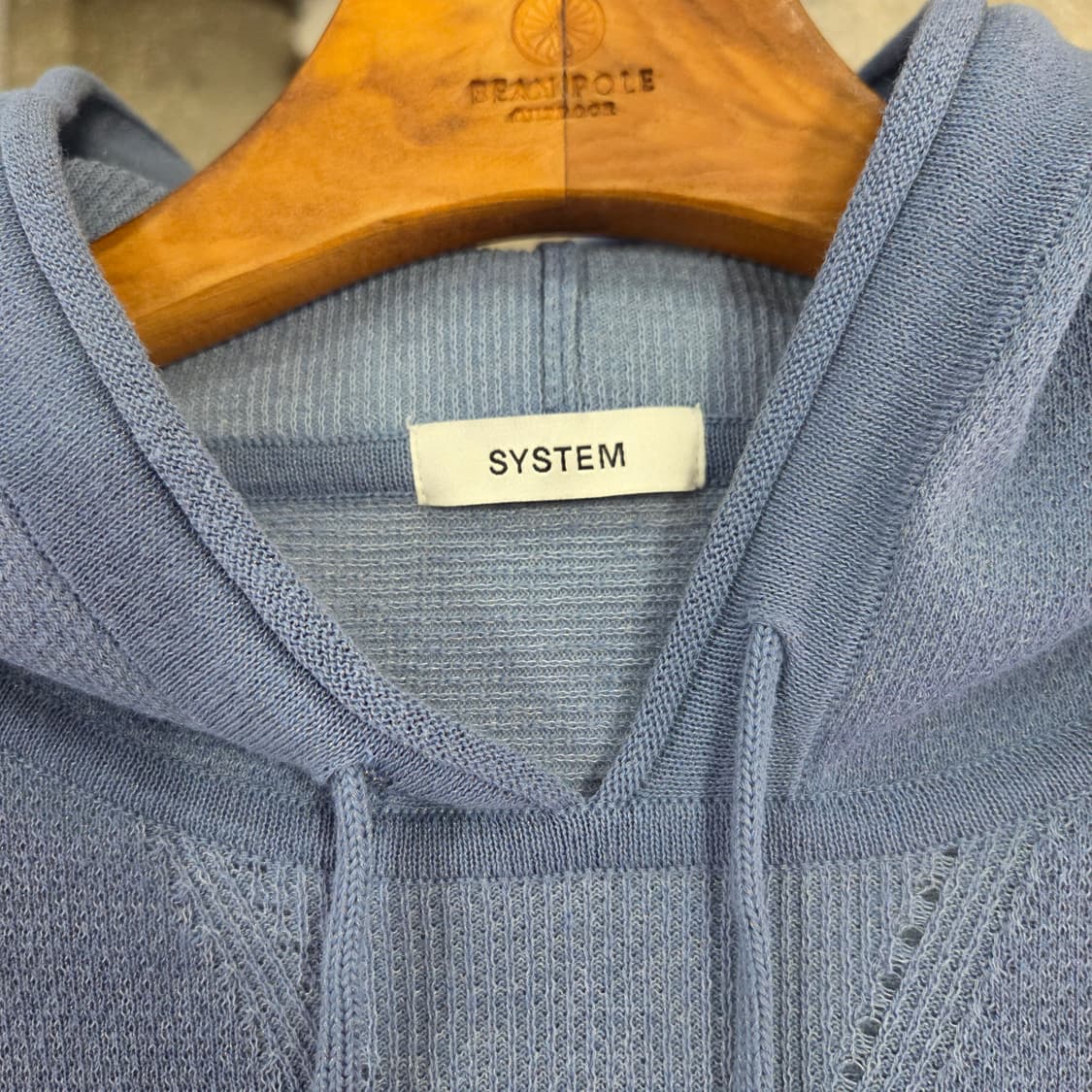 SYSTEM 시스템 반팔 니트 후드티 레터링 한섬 상품이미지3
