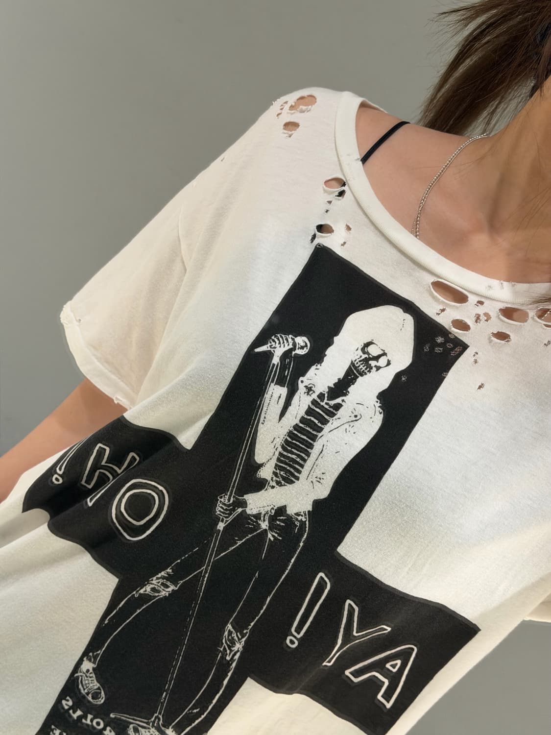 damage detail rock n roll printing top 상품이미지4