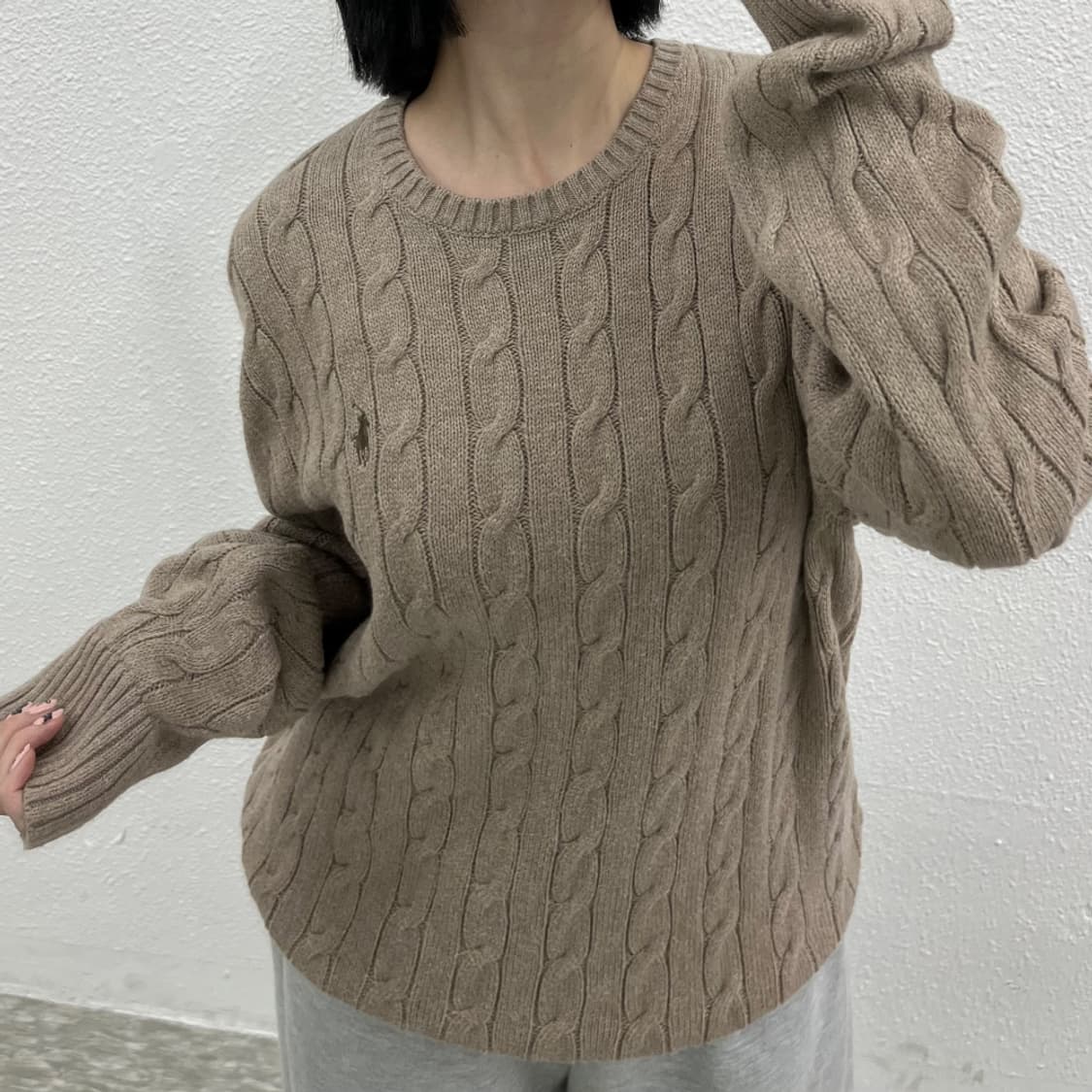 폴로 랄프로렌 브라운포니 초코맛 꽈배기 니트 L 상품이미지5