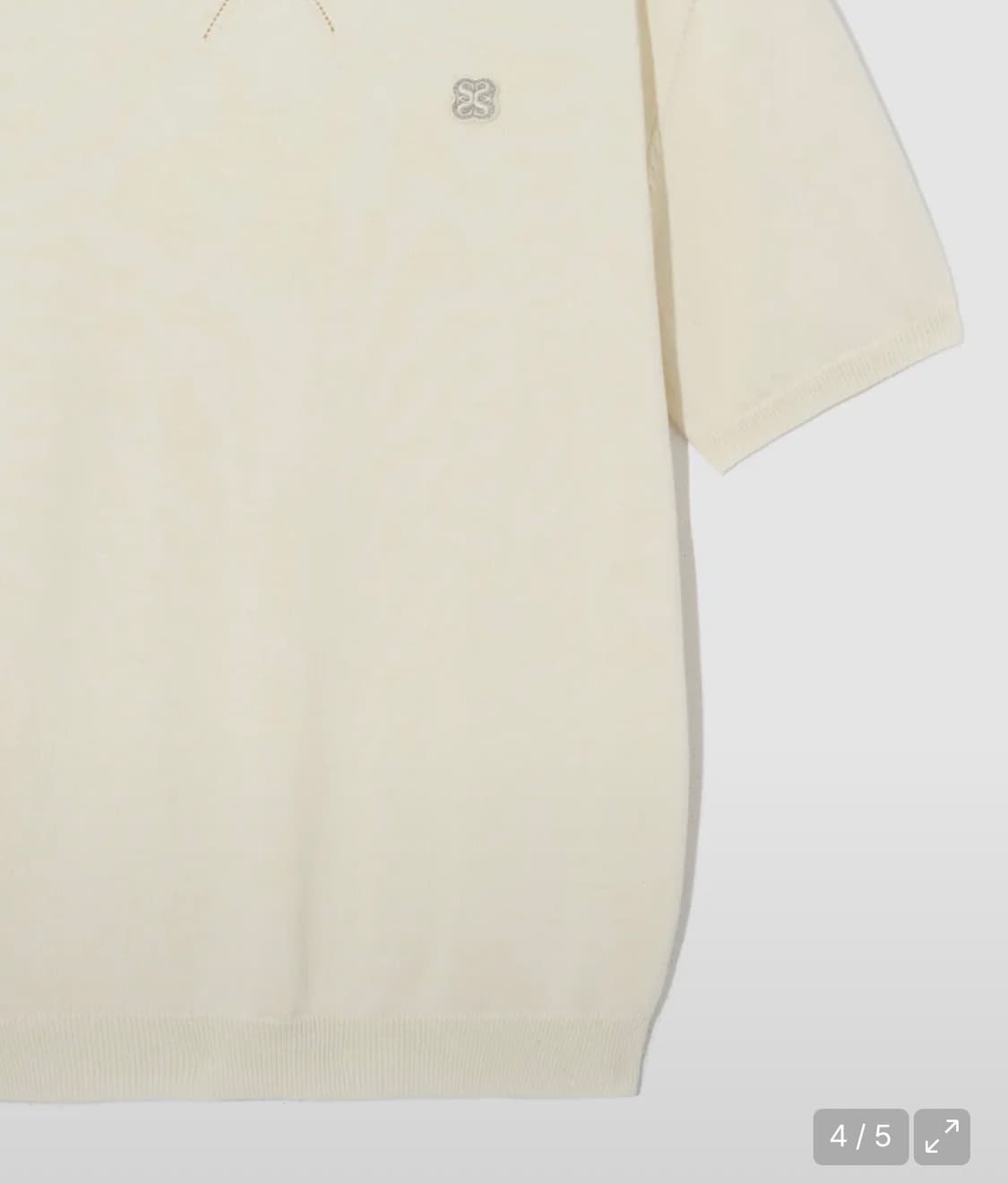 [5회미만 착용]세터 클래식 베이직 로고 와펜 니트반팔 크림 L 상품이미지4