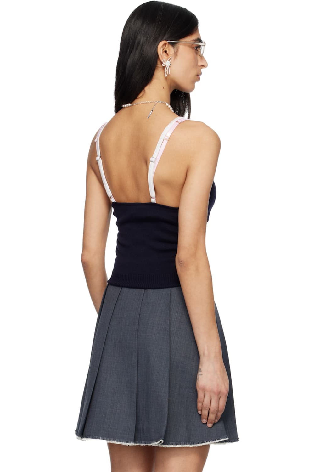 [8]슈슈통 25ss 레이어드 슬리브리스 니트 탑/네이비 상품이미지5