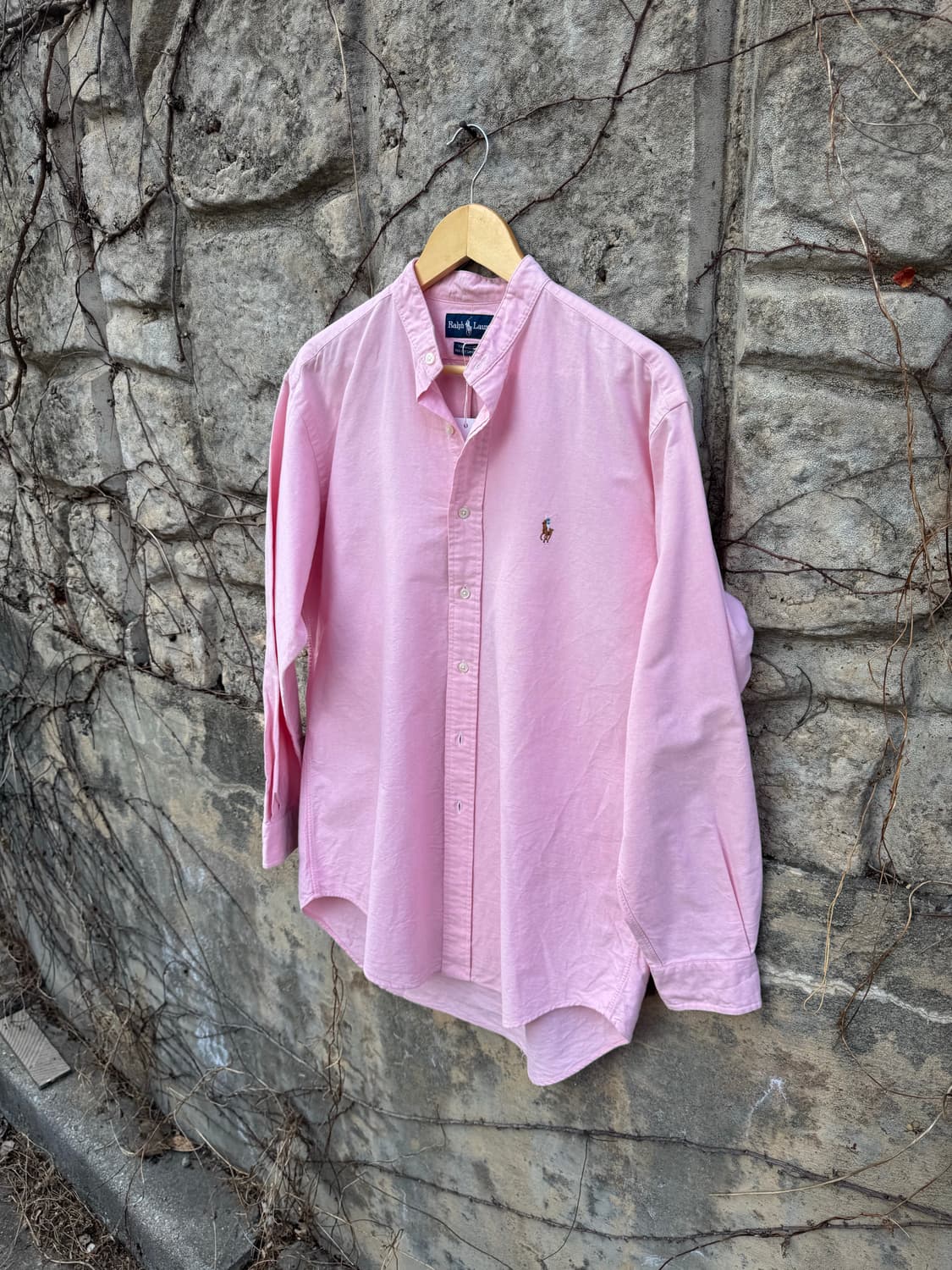 90s 폴로 랄프로렌 빈티지 차이나카라 옥스포드 셔츠 핑크 상품이미지3