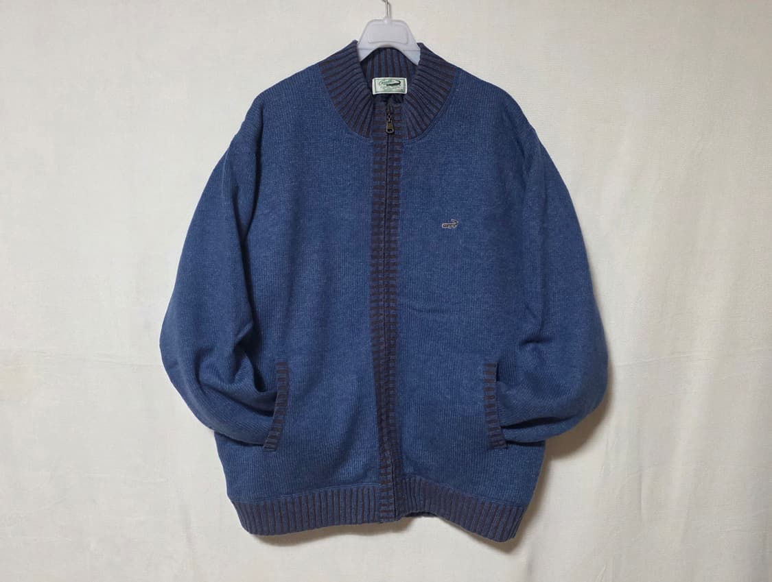 [풀집업/LL] 일본 크로커다일 남성 퀼팅 안감 울 혼방 니트 가디건 상품이미지3