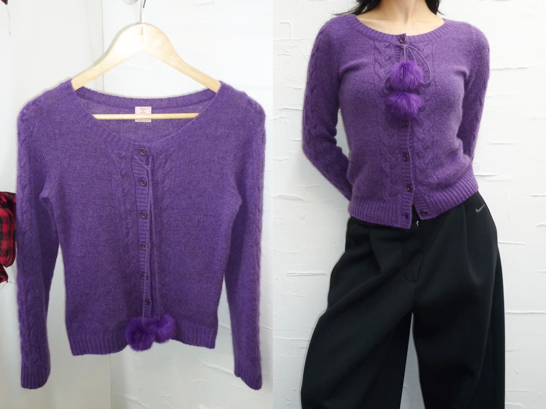violet fur pom cardigan 상품이미지1