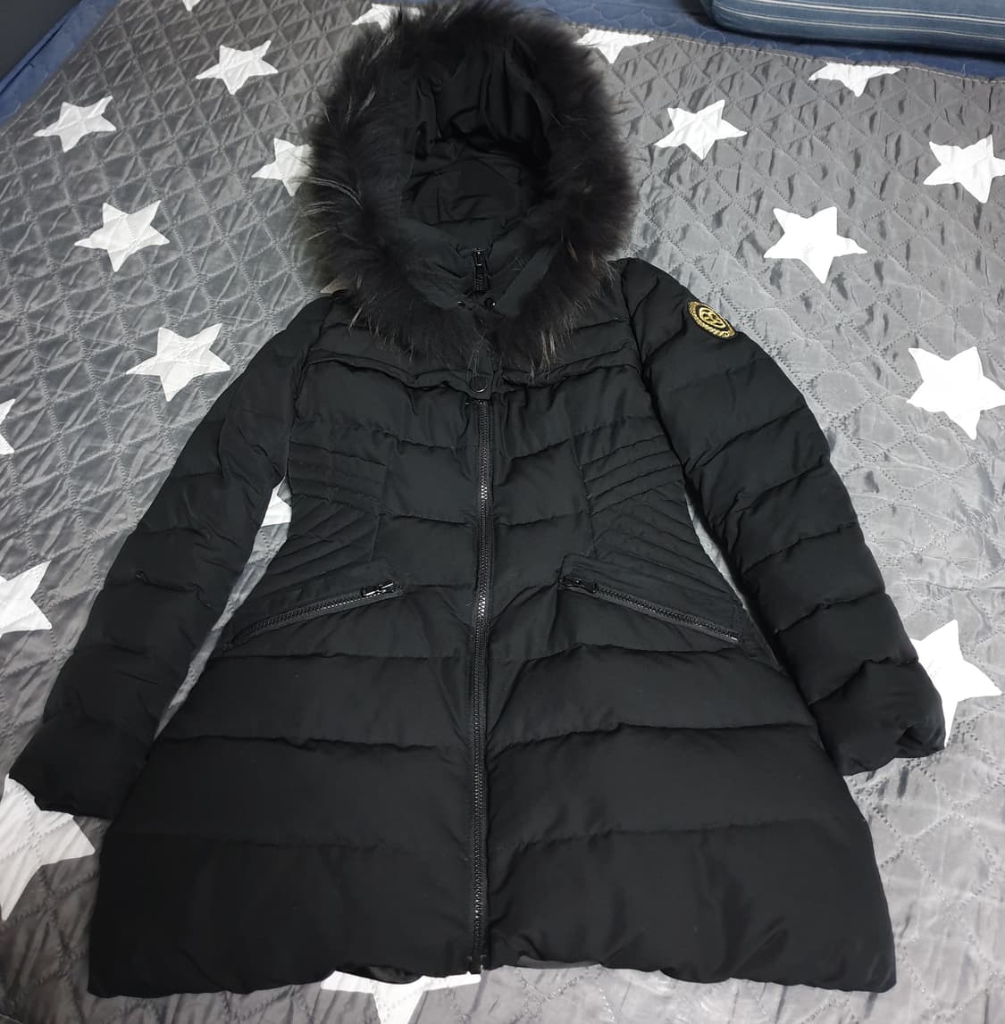 에고이스트 슬림핏 라쿤퍼 덕다운 패딩 블랙 (55) 상품이미지1