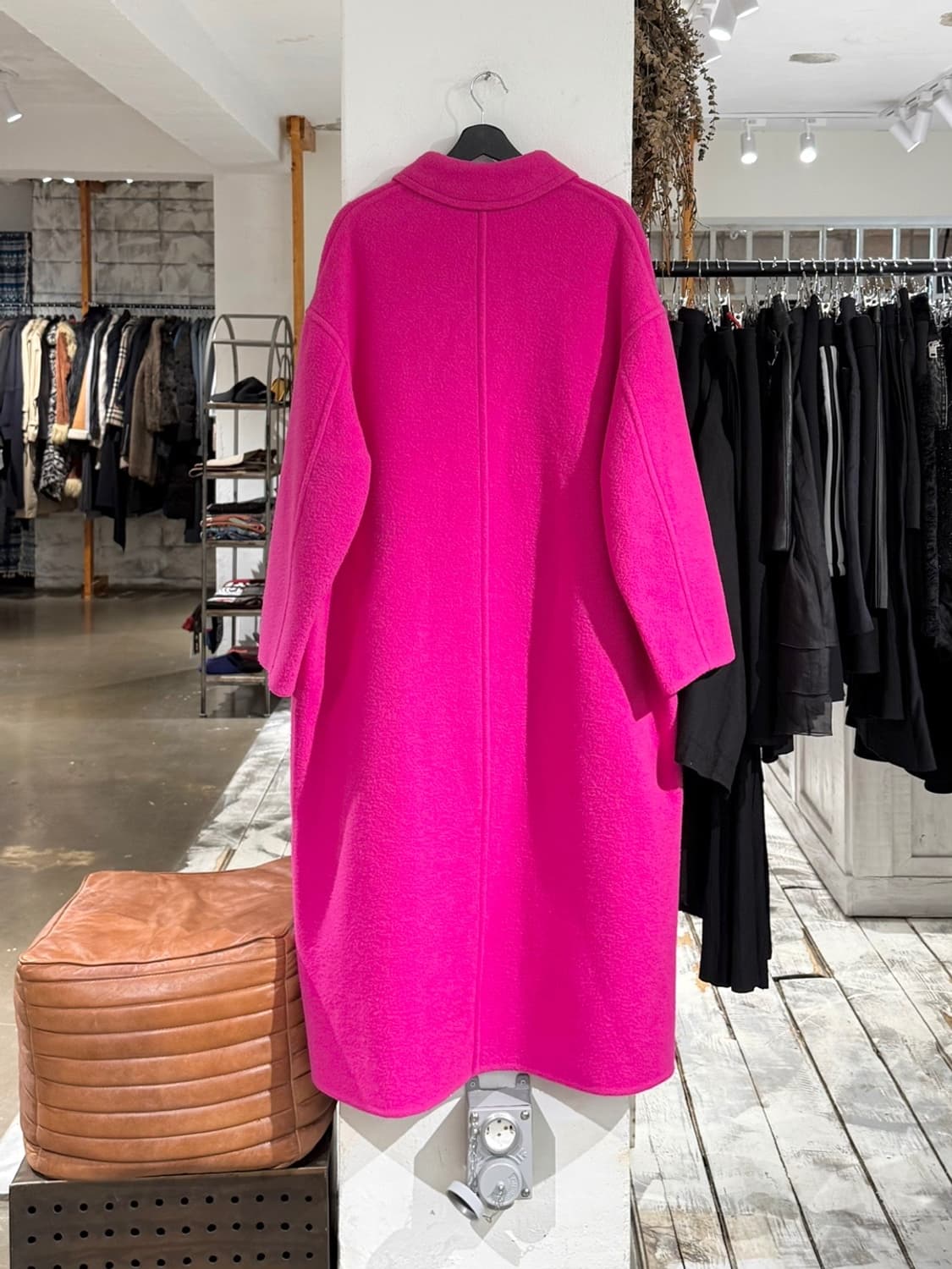 아미 핑크 싱글 브레스트 울 코트 상품이미지6