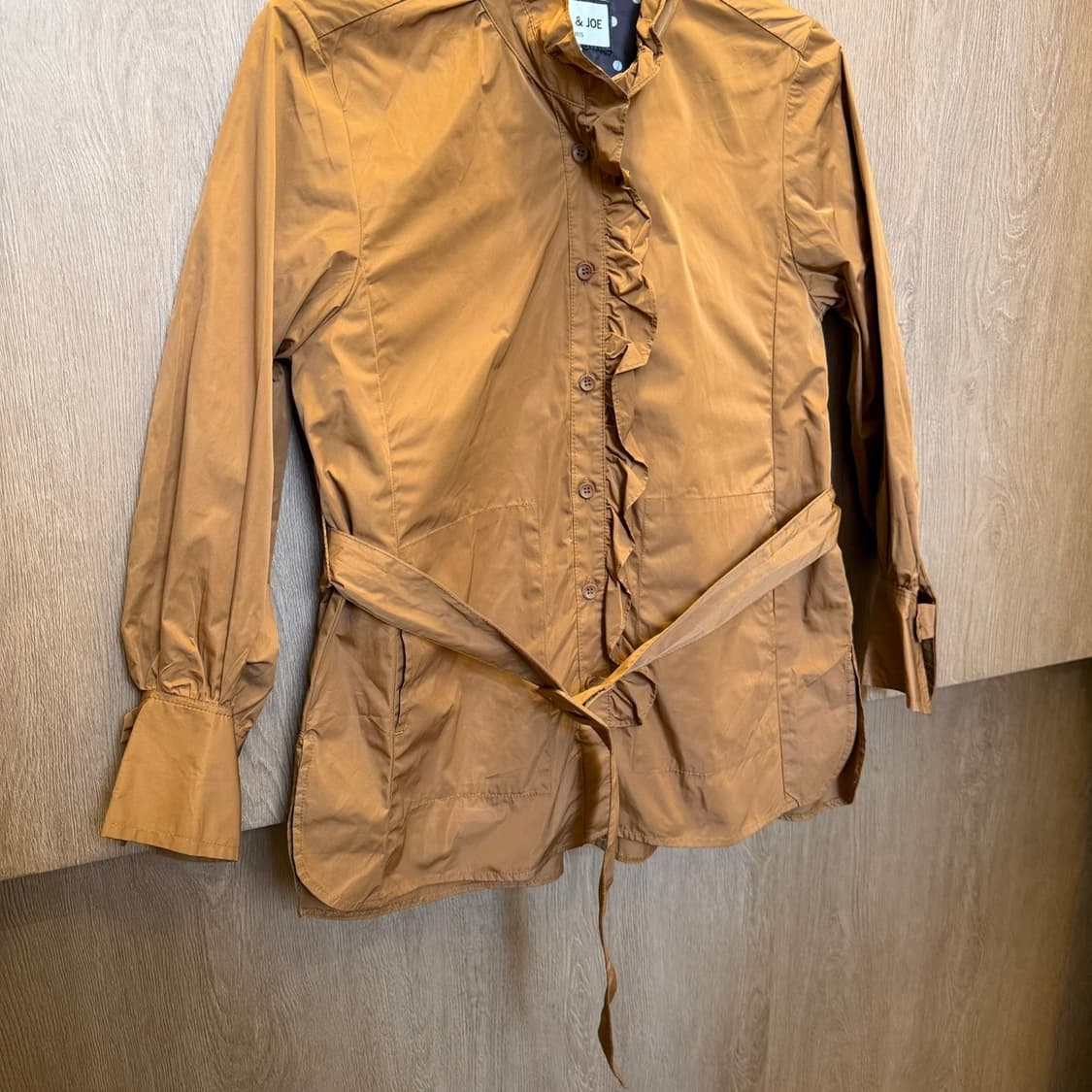 빈티지 자켓 셔링 웨스트 스트랩 더블 포켓 버튼 디테일 브라운 상품이미지4