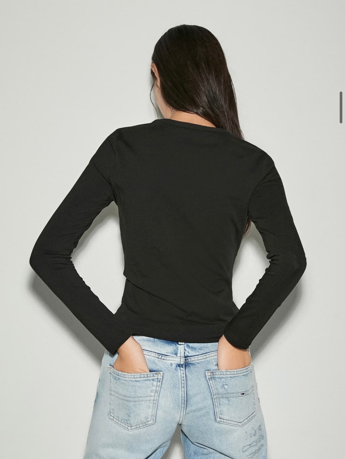 타미진스 슬림 저지 롱슬리브 티셔츠 블랙 상품이미지2