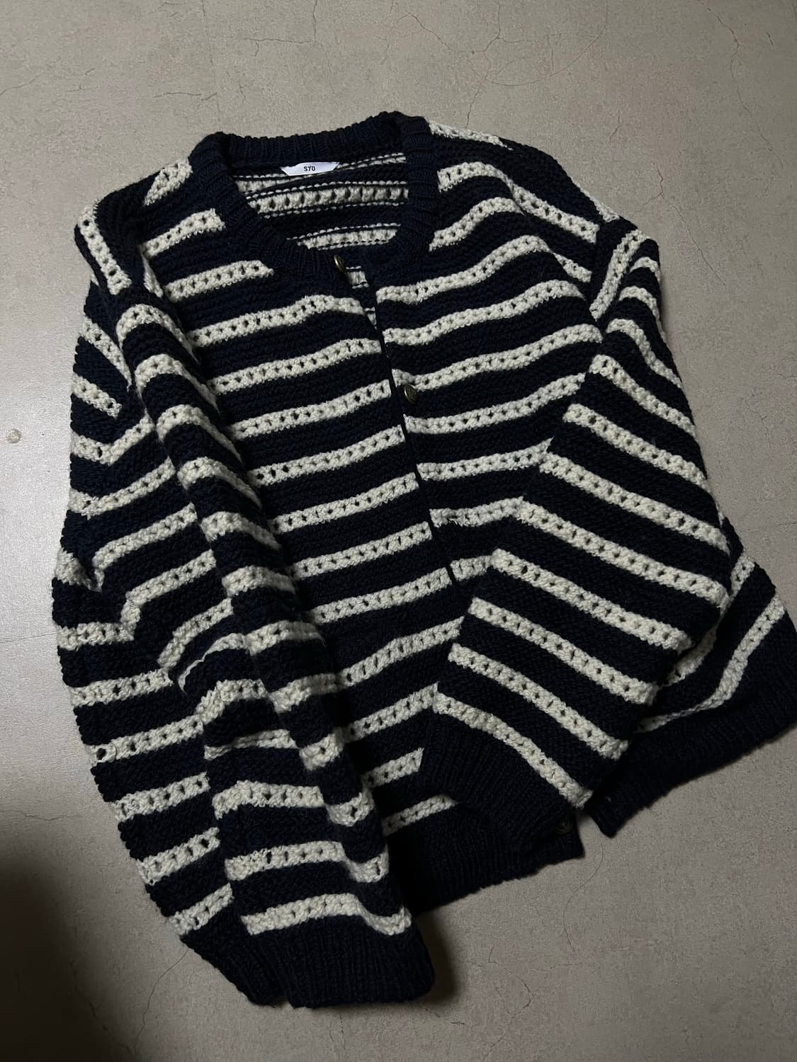 stu 스트라이프 라운드넥 가디건(m) 상품이미지1