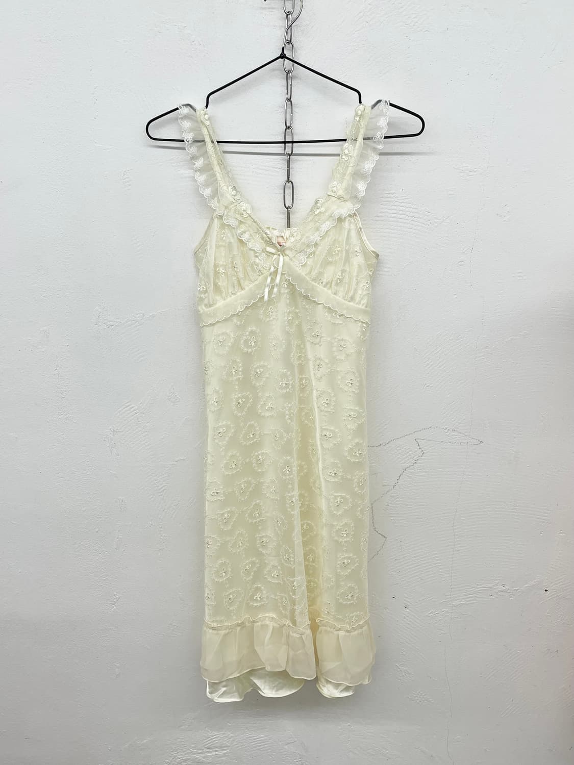 히메갸루 크림 레이스 자수 슬립 상품이미지4