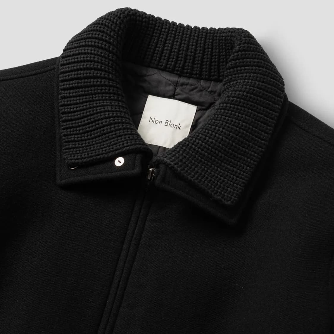넌블랭크 니트칼라 울 블렌드 숏자켓 블랙 새상품 상품이미지4
