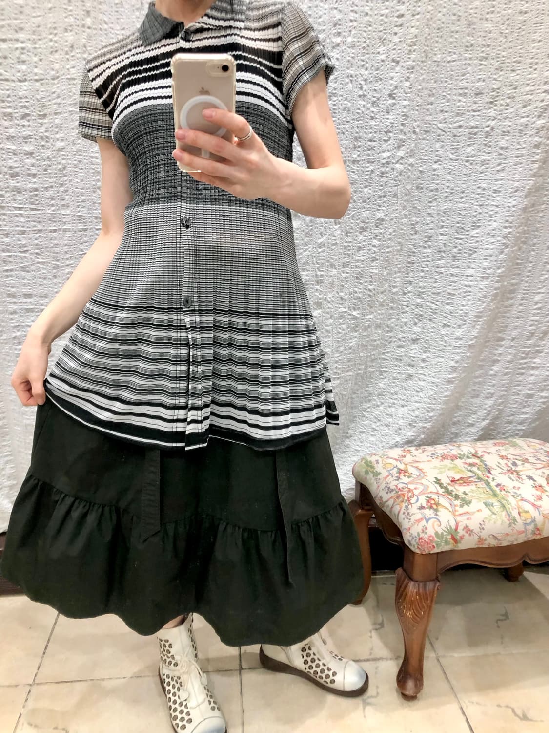 dark khaki midi skirt 상품이미지1