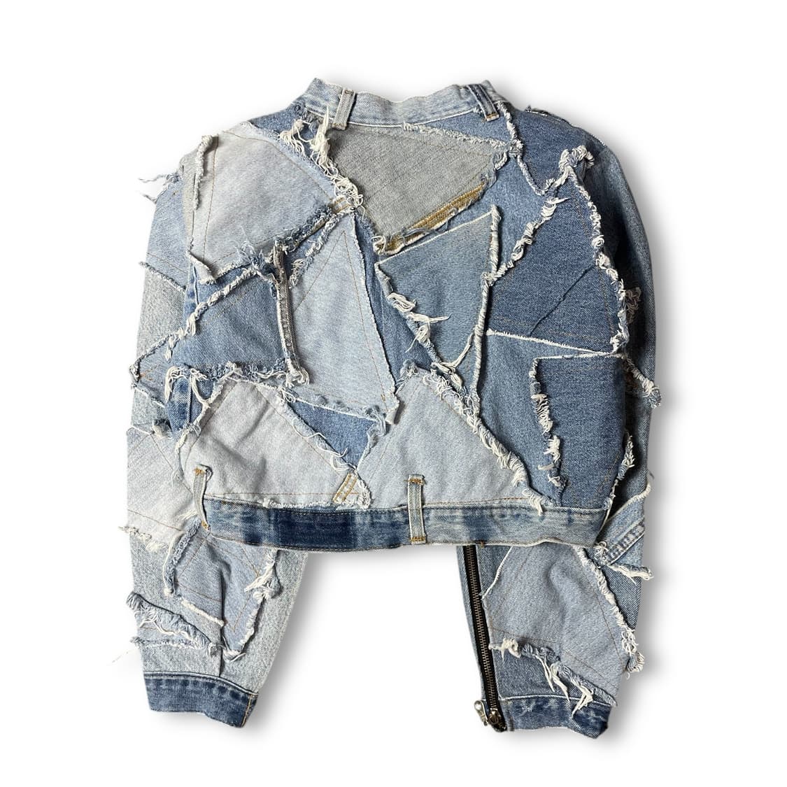 빈티지 중청 패치워크 커스텀 크롭 데님 자켓 상품이미지2