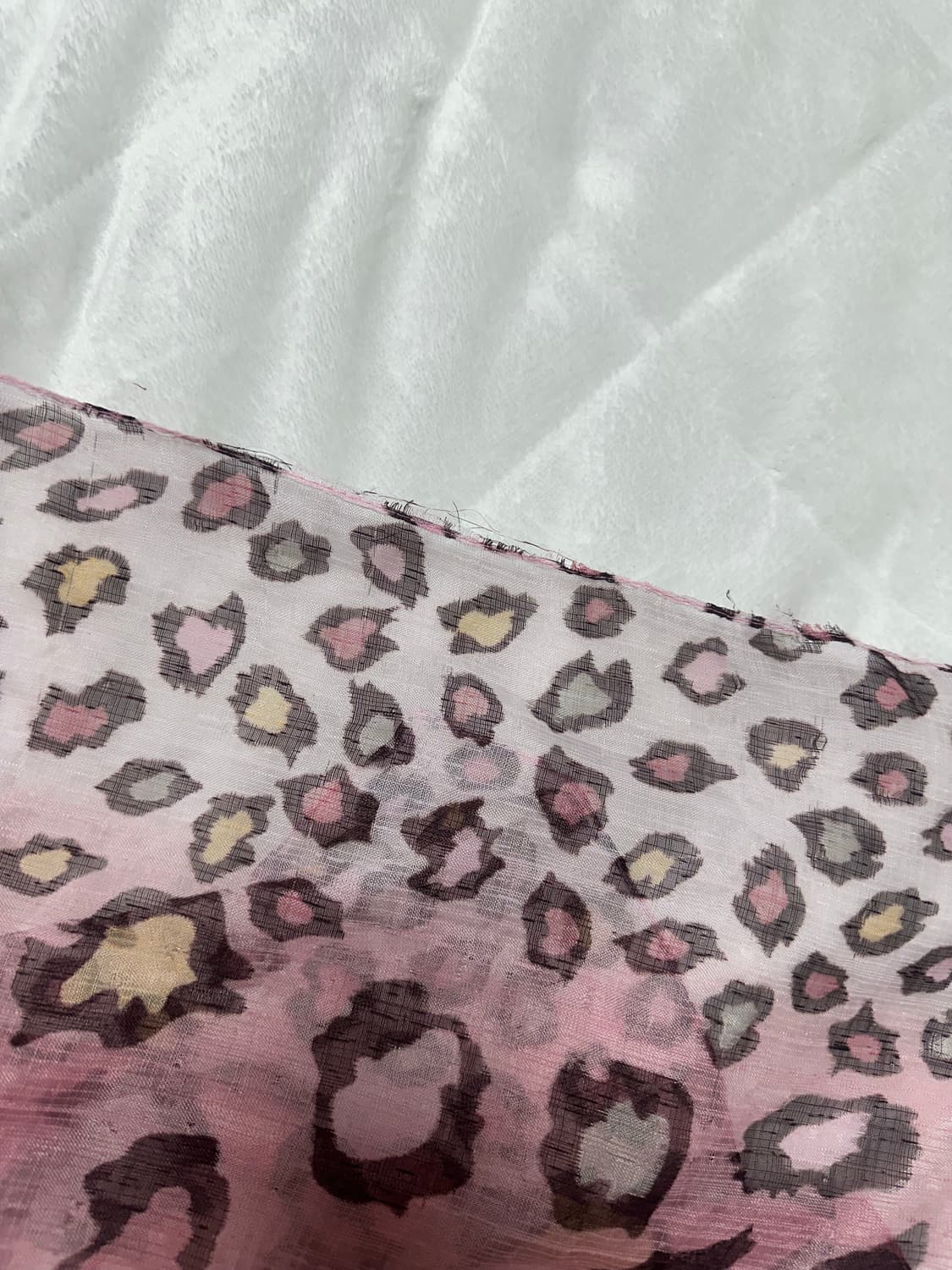 갸루 핑크 호피 쉬폰 스카프  상품이미지3