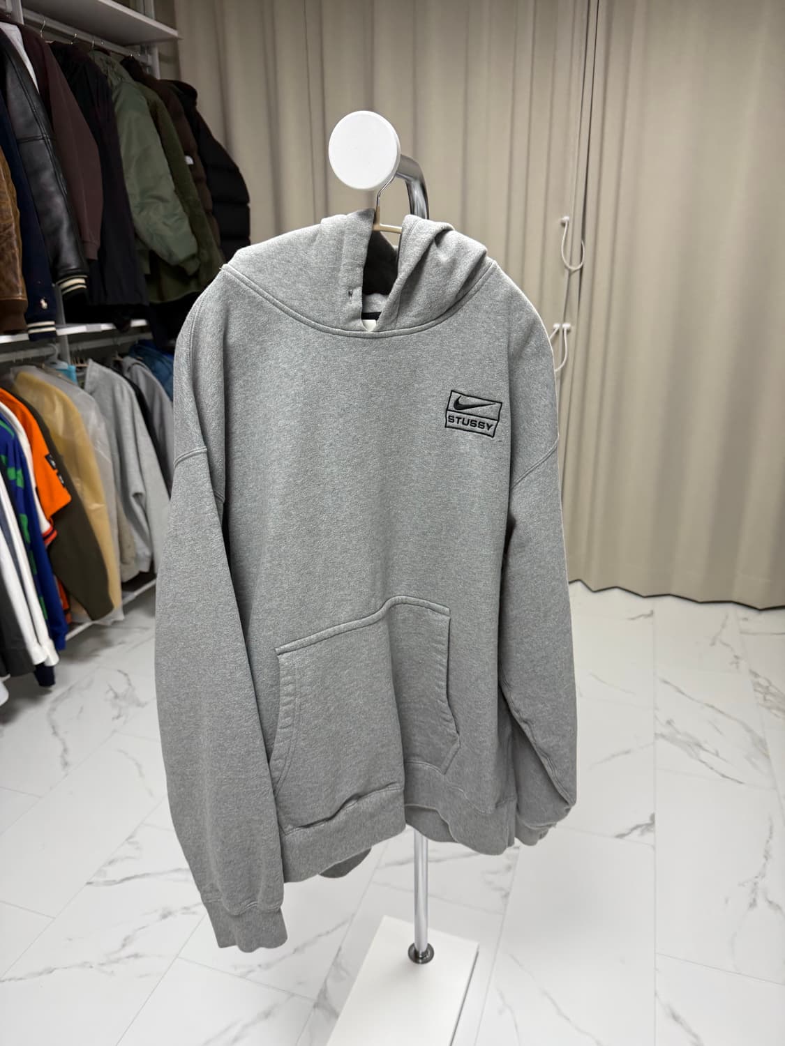 Nike x Stussy NRG RA 풀오버 후드 다크 그레이 헤더 (사 상품이미지1