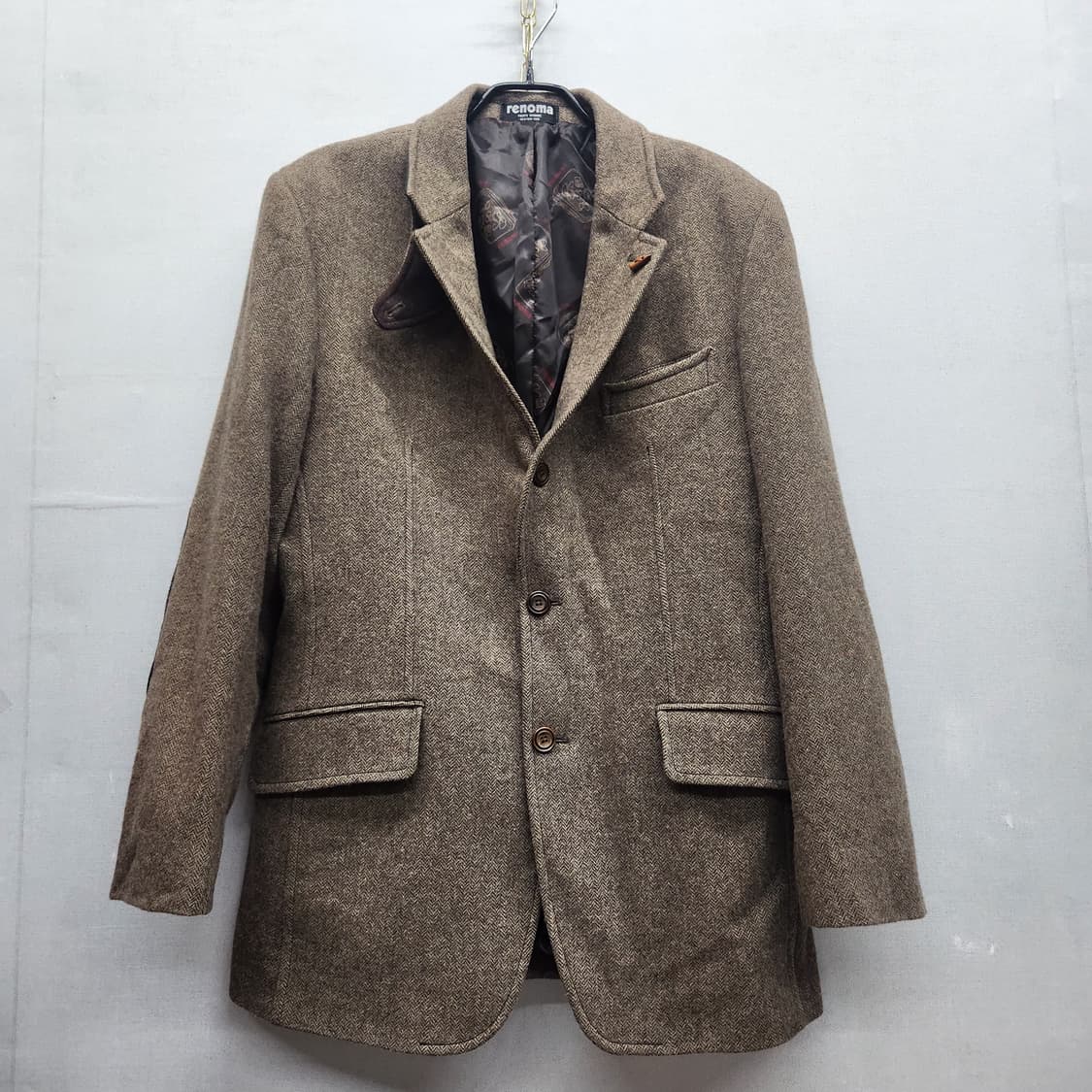 레노마옴므 헤링본패턴 울 엘보패치 블레이저 L 상품이미지1