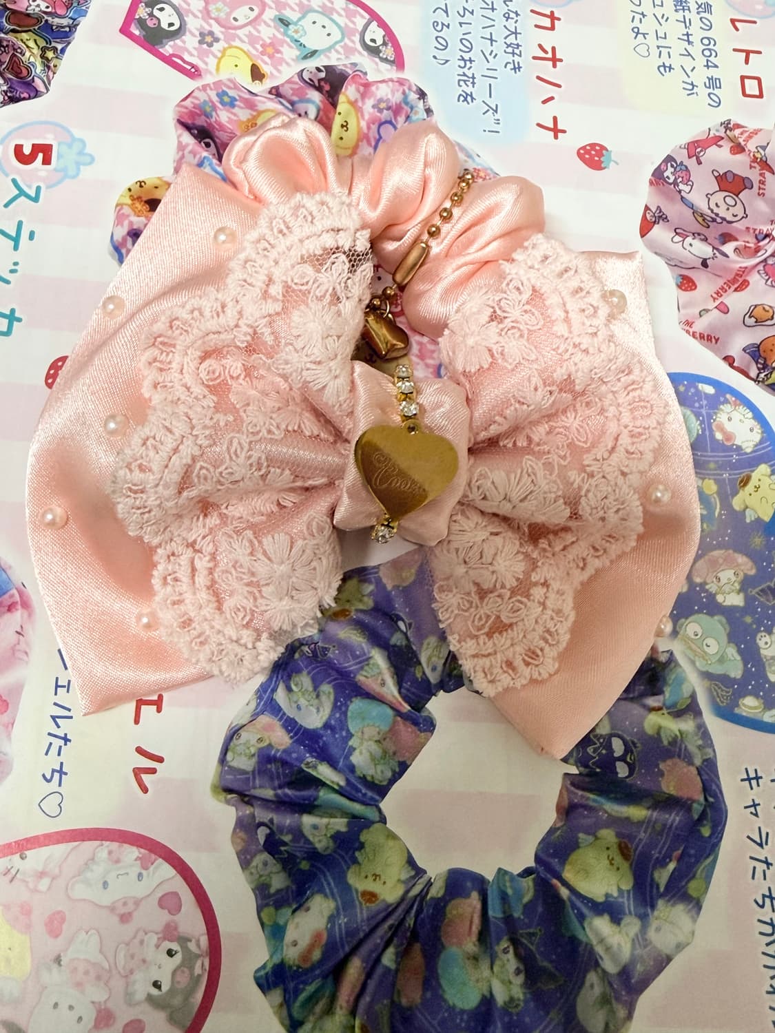 스쿠쿠 히메갸루 히메카지 핑크 리본 헤어 슈슈 헤어끈 갸루 상품이미지2