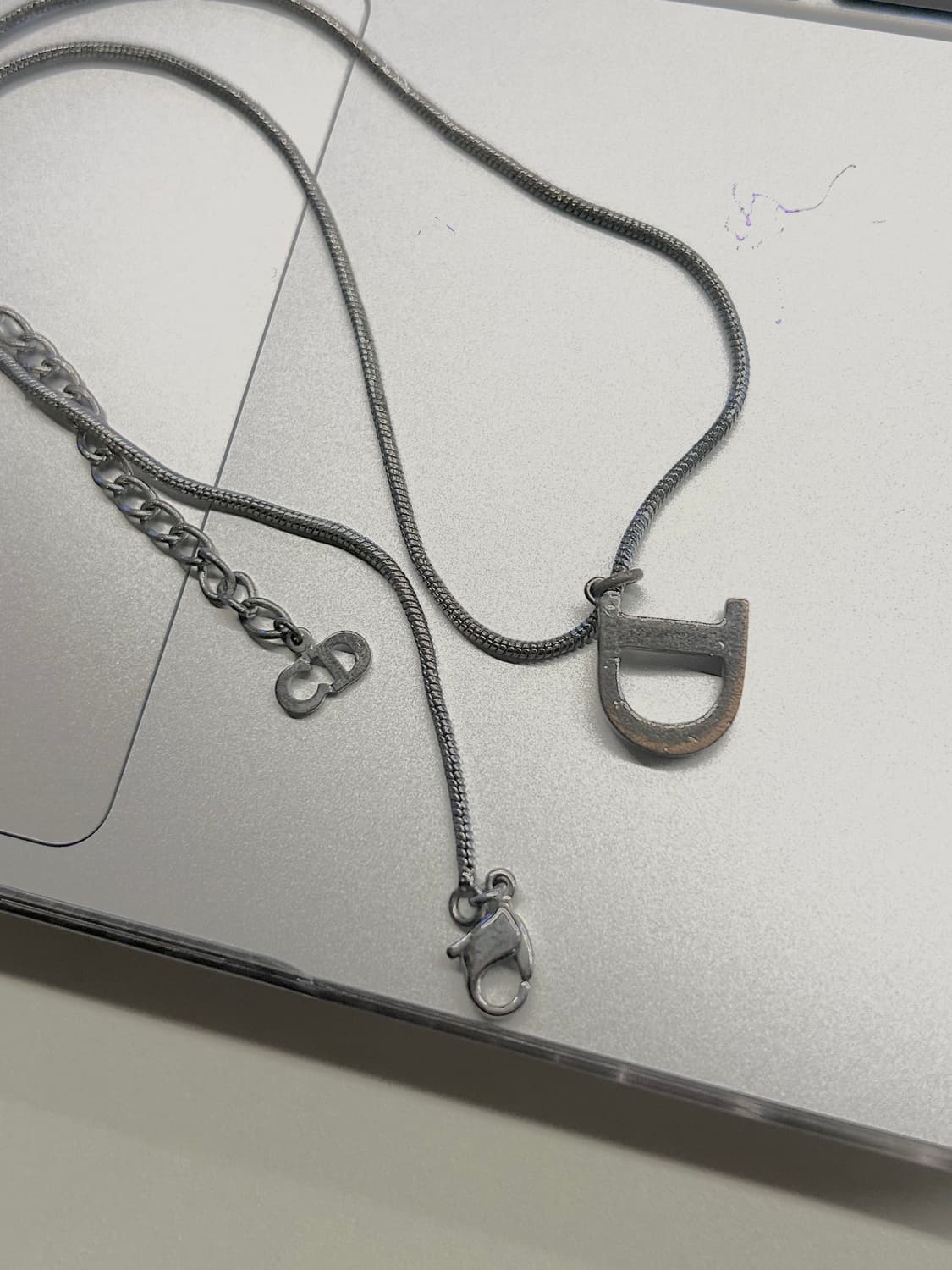 디올 D로고 실버 빈티지 목걸이 (정품) 상품이미지2