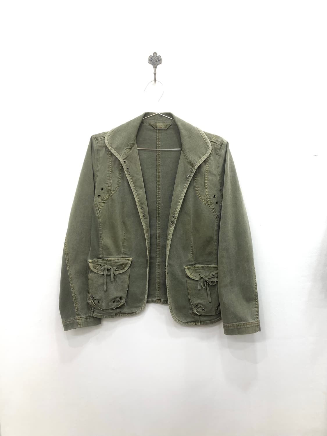 khaki military eyelet detail jacket 상품이미지5