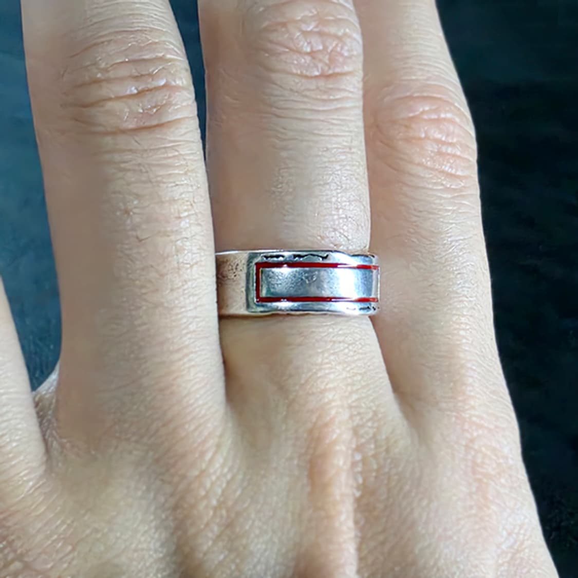 Cinnabar 실버 남자 엔틱 빈티지 명품 고대 스퀘어 레드 반지 상품이미지7
